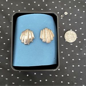 Art Deco Sterling Silver Set of Push Back Earrings